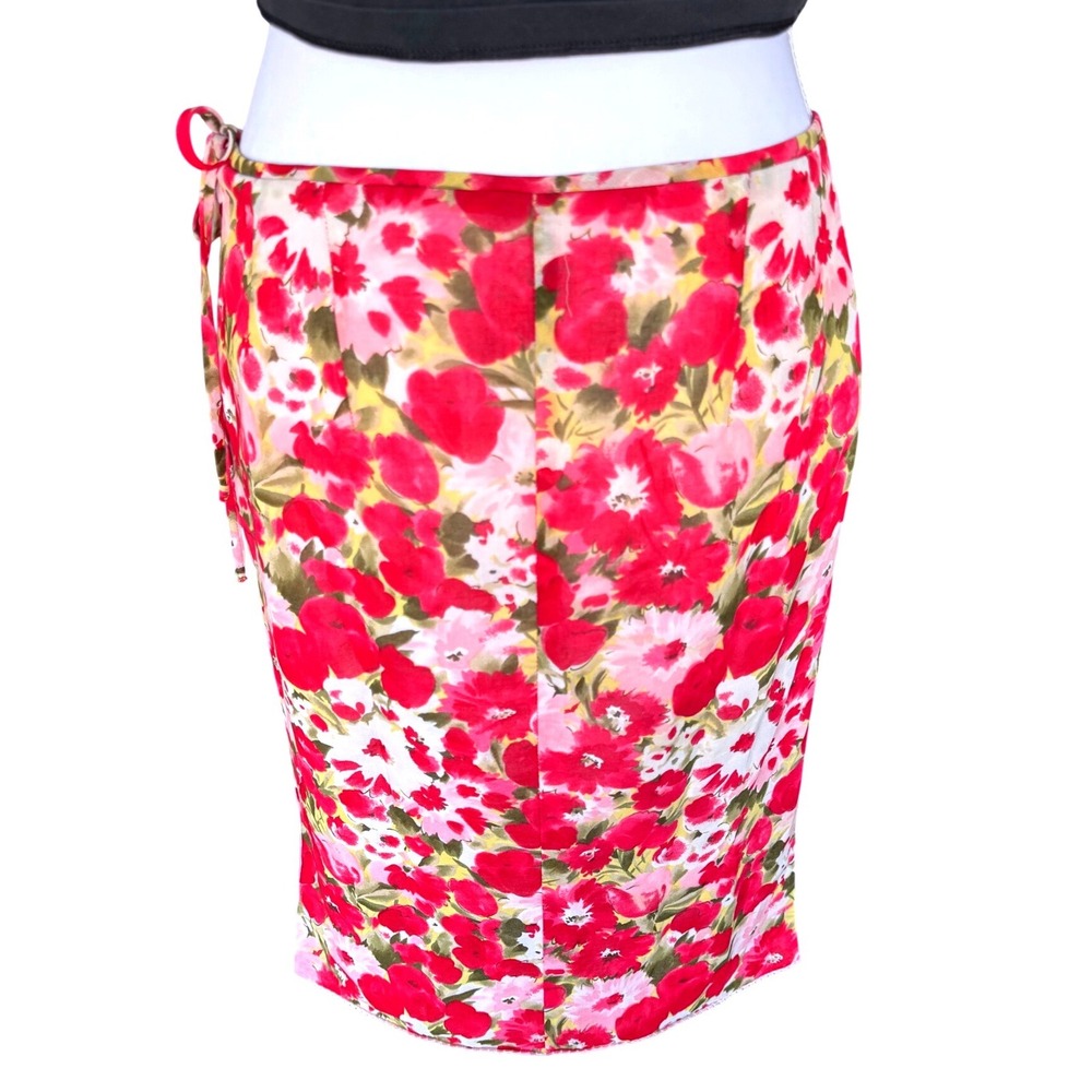 Laundry by Shelli Segal Floral Midi Skirt Low Rise Vintage Y2K 2000s 90s Size 6